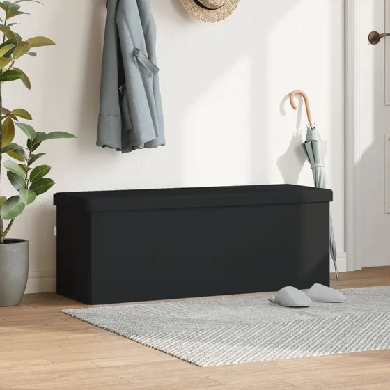 vidaXL Opbevaringsbænk i sort PVC - 110 cm