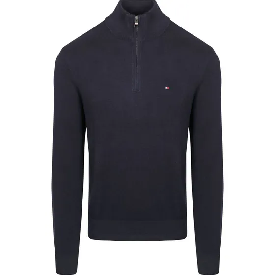 Tommy Hilfiger Halvzip Trøje i Navy Blå - XXL