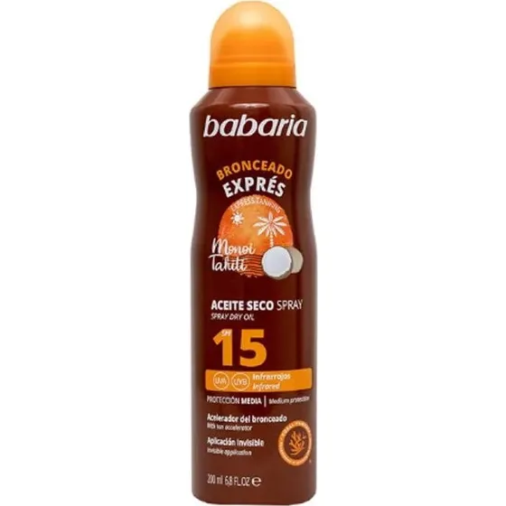 Babaria Monoi Tahiti Tør Olie SPF15 Spray 200ml