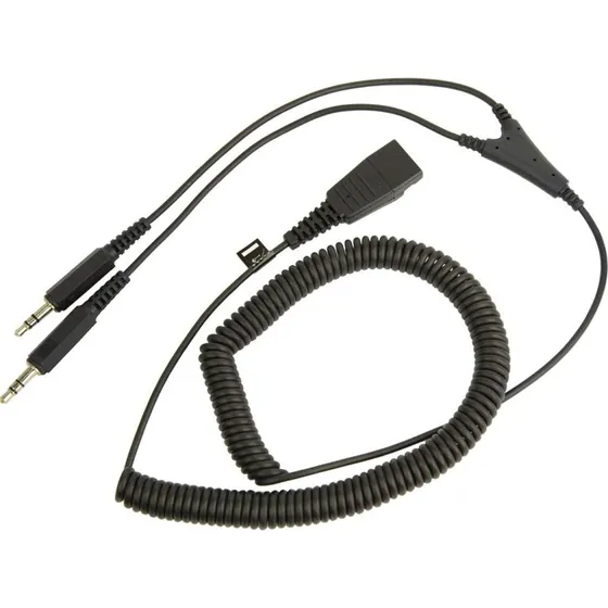 Jabra QD til 2 x 3,5 mm jack kabel, spiral, 0,5-2 m