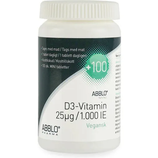 Abblo D3-vitamin 25 µg 100 stk (vegan)