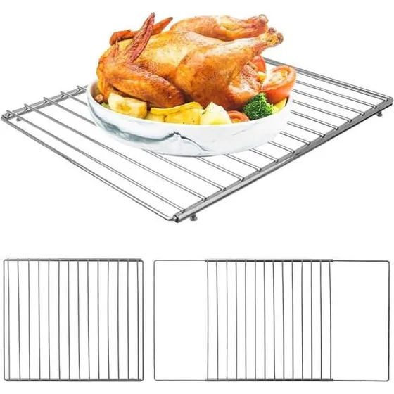 Justérbar metal ovnrist 35/60x32 cm i forkromet stål