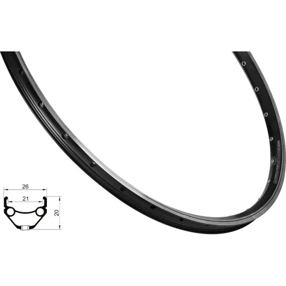 FORCE Prime 700c fælg (622x21) aluminium - 32 egerhuller - Sort