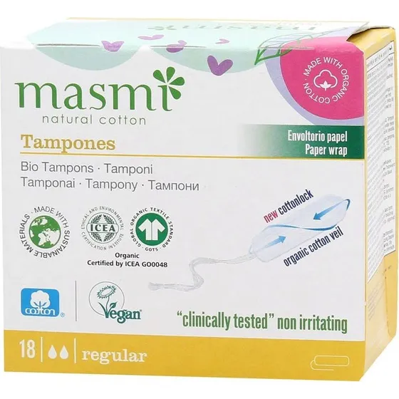 Masmi Økologiske Vatpinde, almindelige (18 stk.)