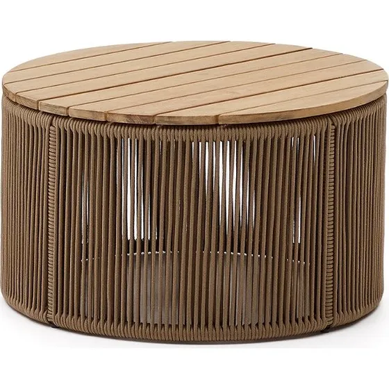 Kave Home Dandara udendørs sofabord - Akacietræ & Beige Stål