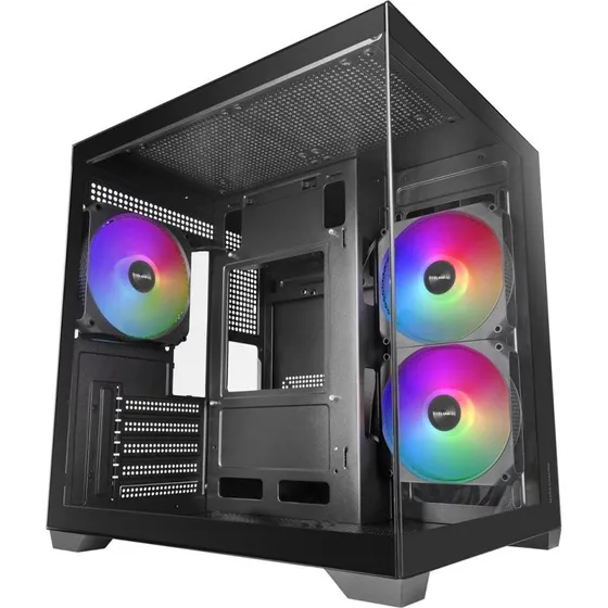Mars Gaming MCVIEW3 Mini Tower PC-kabinet, sort