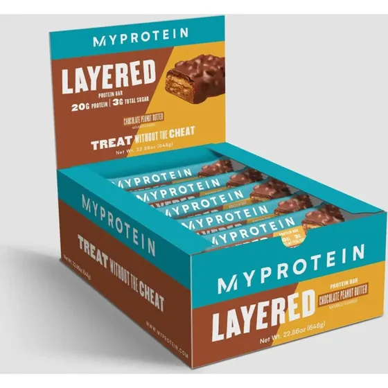 Myprotein Layered Bar 20 g protein – Chocolate Peanut Butter 12 stk