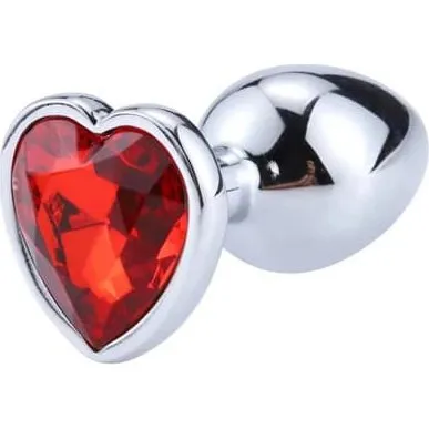 Red Scarlet Anal Plug med hjerte-juvel - Rød, M