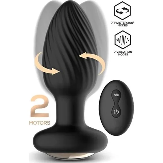Drago Vibration Butt Plug, 360º Twister & Remote Control