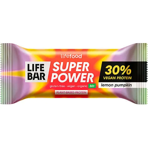 Lifefood Super Power proteinbar Lemon Pumpkin Ø – vegansk 30% protein