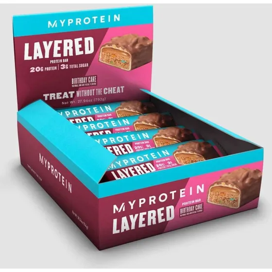 MyProtein Layered Bar Birthday Cake 12 x 66 g (792 g)