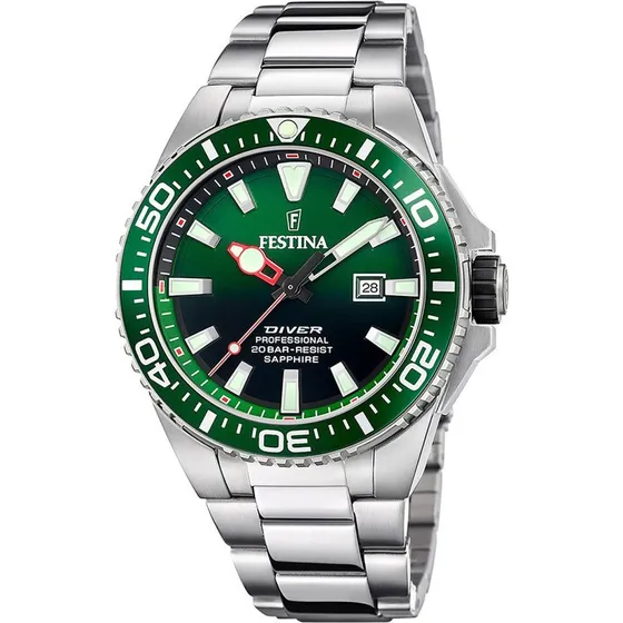 Festina F20663/2 Diver herreur i stål med grøn urskive