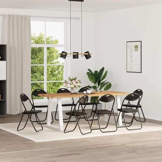 vidaXL Sammenklappelig stol 8 stk. Faux læder Sort 48x43,5x81 cm