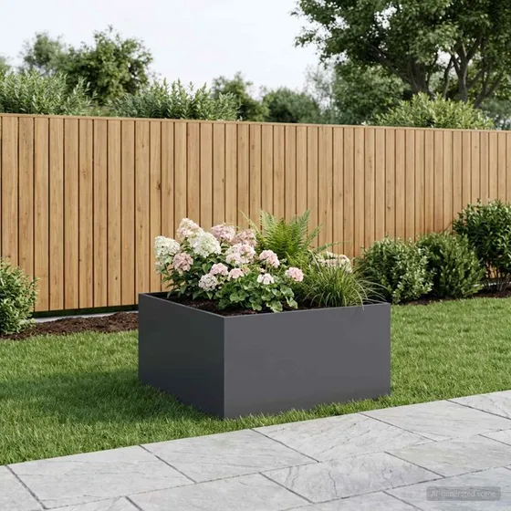 vidaXL Have Blomsterkrukke Antracit 80x80x40 cm i koldvalset stål