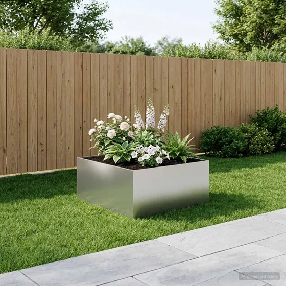 vidaXL Have Blomsterkrukke Sølv 100 x 100 x 40 cm Galvaniseret stål