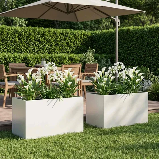 vidaXL Have Blomsterkrukke 2 stk. Hvid 80x50x50 cm Koldvalset stål