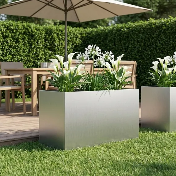 vidaXL Have Blomsterkrukke Sølv 80 x 50 x 50 cm Galvaniseret stål