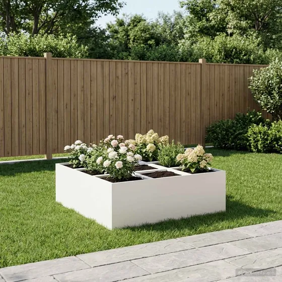 vidaXL Have Blomsterkrukke Hvid 100x100x20 cm Koldvalset Stål