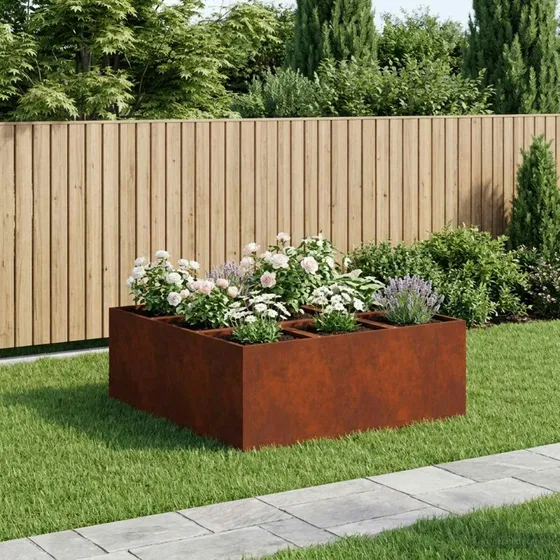 vidaXL Have Blomsterkrukke i Cortenstål, Rusten, 100x100x20 cm
