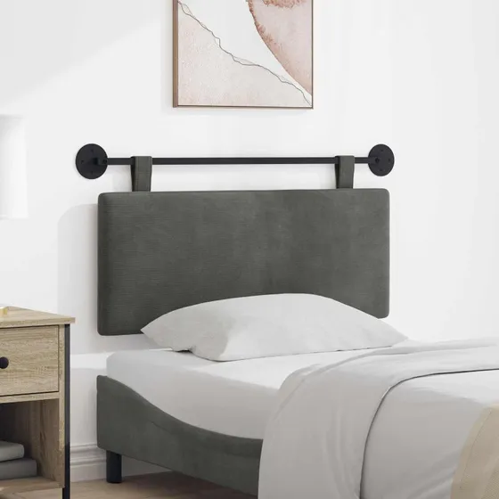 vidaXL Hængende sengegavl i velour, mørkegrå, 110 × 55 cm
