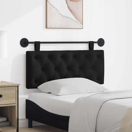 vidaXL Hængende sengegavl Sort Stof 110 x 55 cm