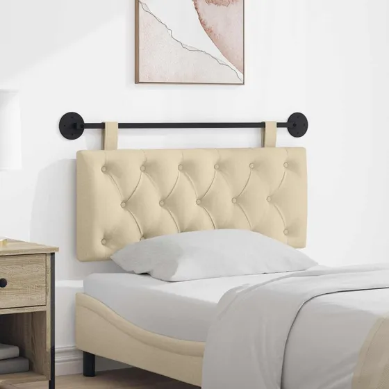vidaXL Hængende sengegavl i cremefarvet stof, 110 × 55 cm