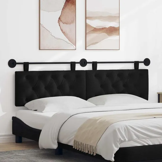 vidaXL Hængende sengegavl i sort stof, 190 × 55 cm