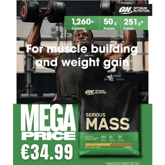 Optimum Nutrition Serious Mass 2730 g – Chokolade & Jordnøddesmør