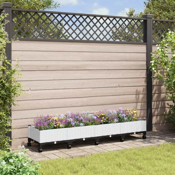 vidaXL Havekrukke med hjul, Hvid, 160 x 40 x 33 cm