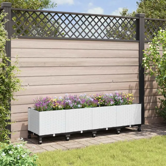 vidaXL Havekrukke med hjul, Hvid, 160 x 40 x 48 cm