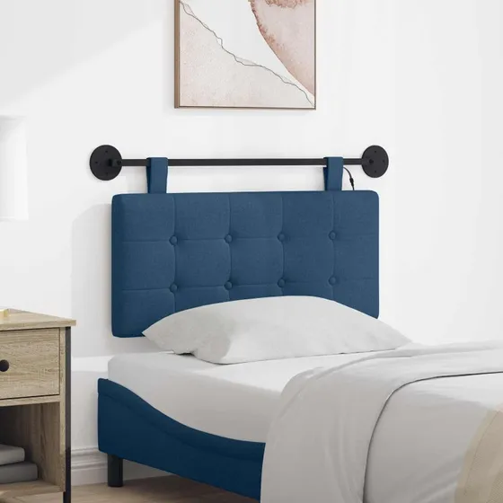 vidaXL Hængende sengegavl med LED-lys, Blå, 100 × 55 cm