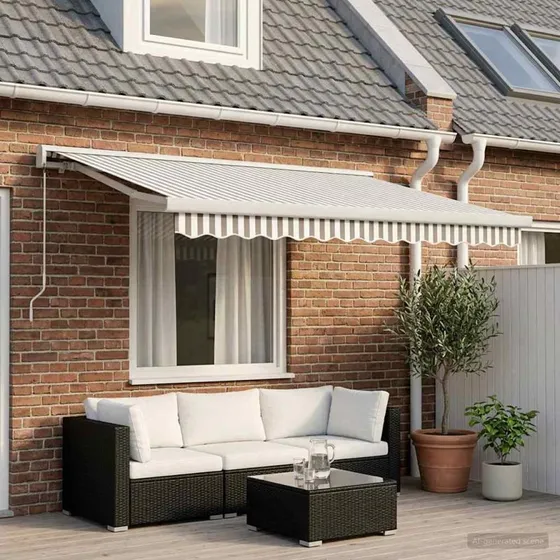 vidaXL Udtrækkelig markise Lys Grå/Hvid 350 x 250 cm