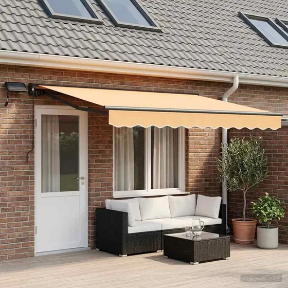 vidaXL Manuel markise med LED-lys, Sandfarvet, 4 × 3 m