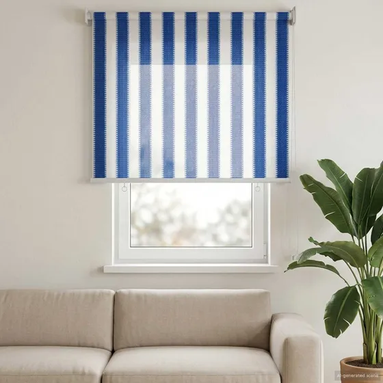 vidaXL Udendørs rulleskærm 80 x 140 cm - Blå/Hvid Stribet