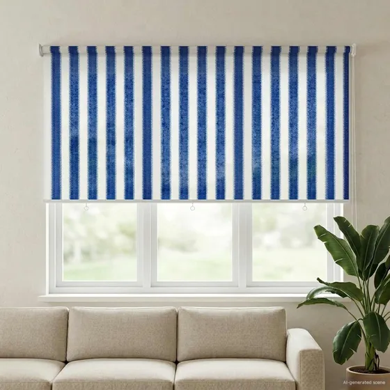vidaXL Udendørs rulleskærm 165x140 cm - Blå/Hvid Stribet HDPE