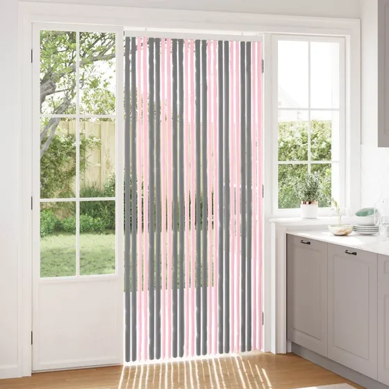 vidaXL Insektgardin i chenille, Sølvgrå/Lyserød, 100 x 220 cm