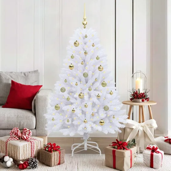 vidaXL Hvidt Kunstigt Juletræ 150 cm med LED-lys