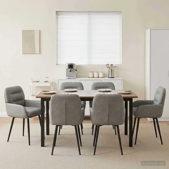 vidaXL Spisestole 6 stk. Fløjl Lysegrå 59 x 59,5 x 90 cm