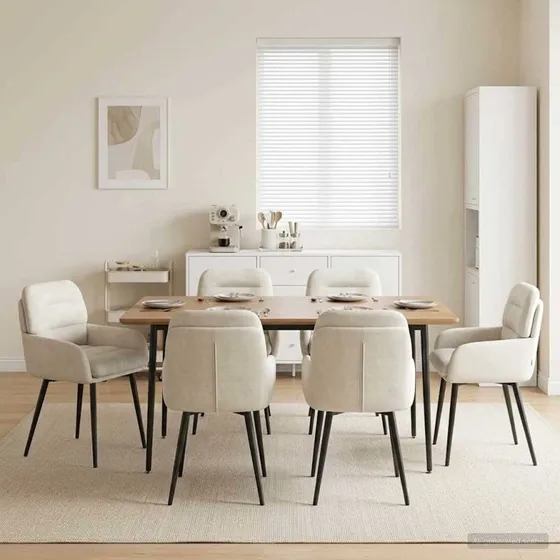 vidaXL Spisestole 6 stk. Fløjl Cremefarvet 59 x 90 cm