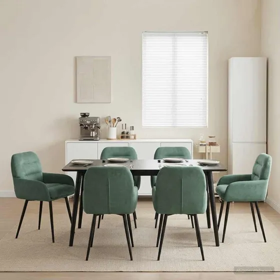 vidaXL Spisestole 6 stk. Fløjl Havgrøn 59 x 59,5 x 90 cm
