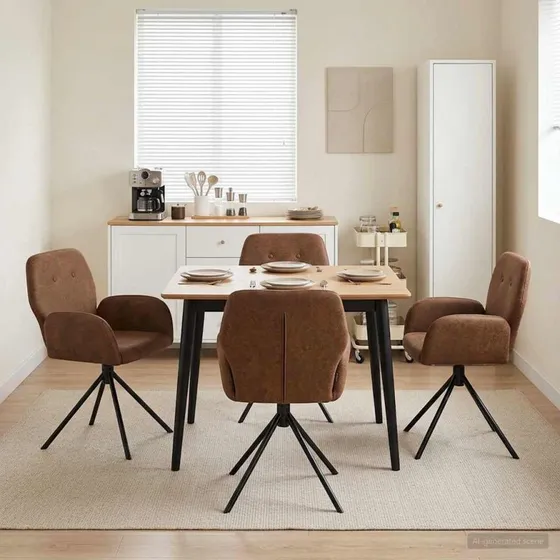 vidaXL Svingende Spisestole 4 stk. i Faux Suede Læder, Brun