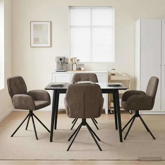 vidaXL Svingende Spisestole 4 stk. i Faux Suede Læder, Mørkegrå