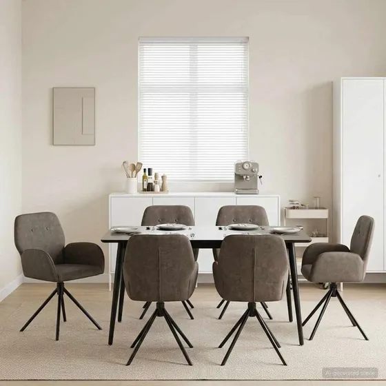 vidaXL Svingende Spisestole 6 stk. Faux Suede Læder Mørkegrå