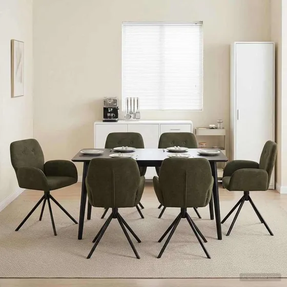 vidaXL Svingende Spisestole 6 stk. Faux Suede Læder - Army Grøn