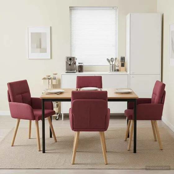 vidaXL Spisestole 4 stk. Vinrød Stof 60 x 56 x 96 cm