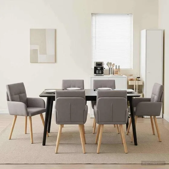 vidaXL Spisestole 6 stk. Stof Gråbrun 60 x 56 x 96 cm