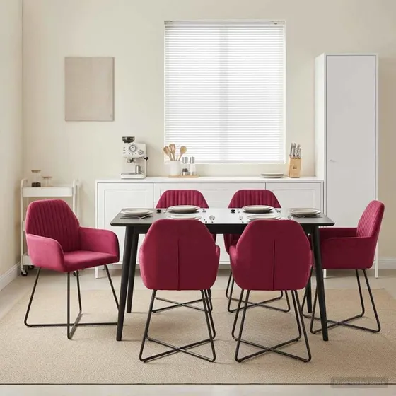 vidaXL Spisestole 4 stk. Fløjl Vinrød 55 x 50 x 84 cm