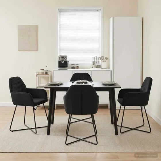 vidaXL Spisestole 4 stk. Fløjl Sort 55 x 50 x 84 cm