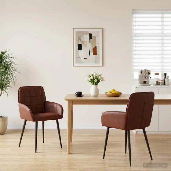 vidaXL Spisestole 2 stk. Kunstlæder Skinnende Brun 57x50x85 cm