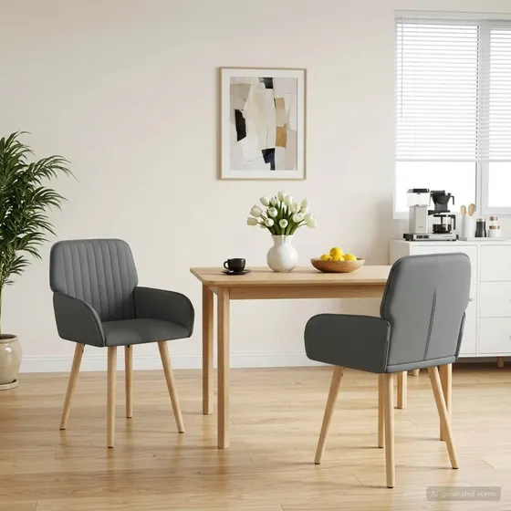 vidaXL Spisestole 2 stk. Mørkegrå Stof 56,5 x 50 x 87,5 cm
